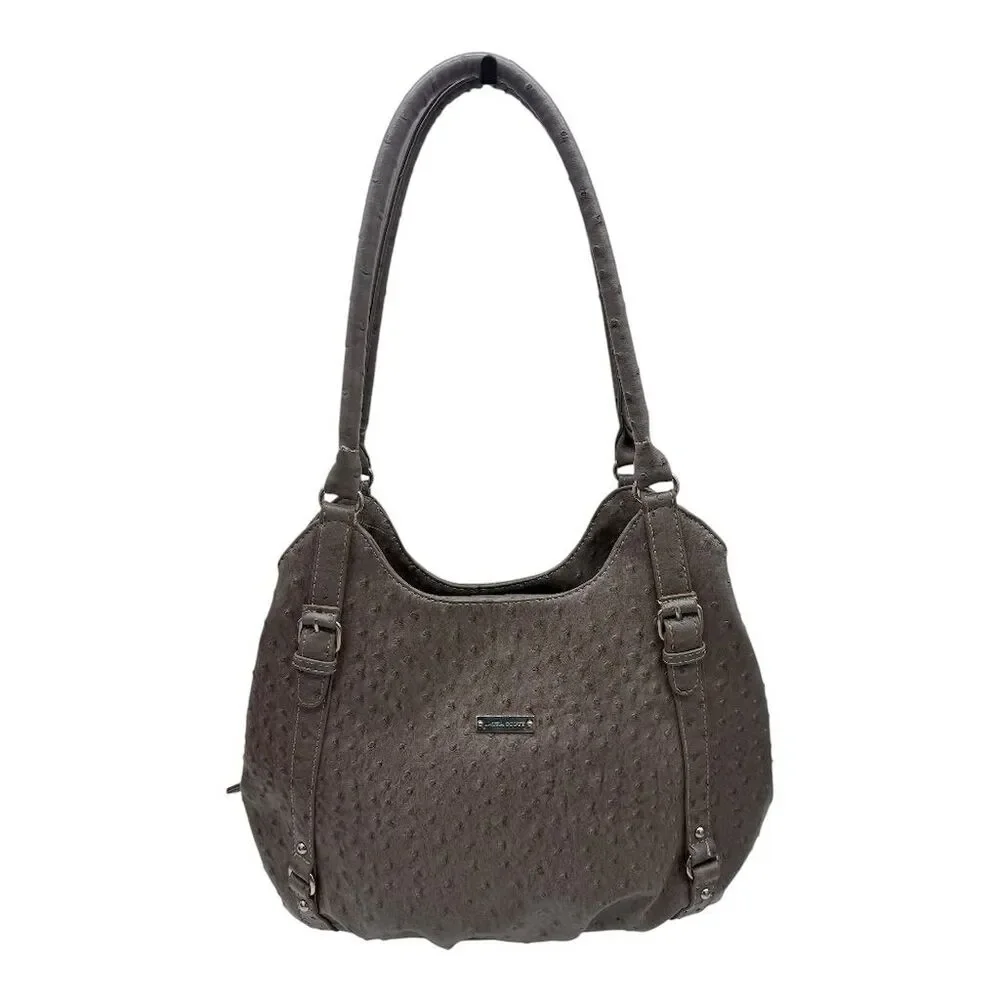 Laura Scott Women's Hobo Bag Light Chocolate‎ Brown Ostrich Embossed